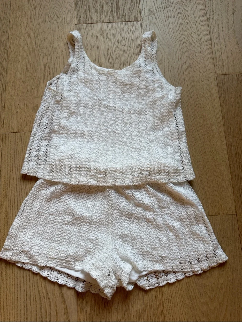 Zara Girls White Crochet Tank & Shorts Set- size 11-12 years